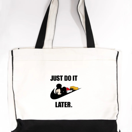 Just Do It Later Parody Trimmed Tote Bag