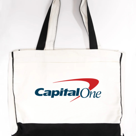 Capital One Logo Trimmed Tote Bag