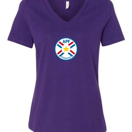 Paraguay Soccer Women’s V-Neck T-Shirt APF Crest Football Fan Tee