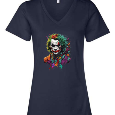 Joker Splatter Art Bella Canvas Women’s V-Neck T-Shirt